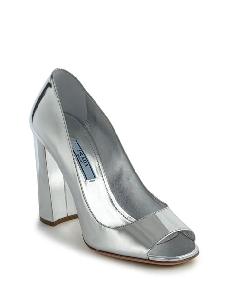 prada pums|Prada metallic pumps.